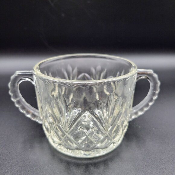 Vintage Cream And Sugar Set With Extra Sugar Bowl Clear Glass Serving Kitchen Re - Picture 8 of 11